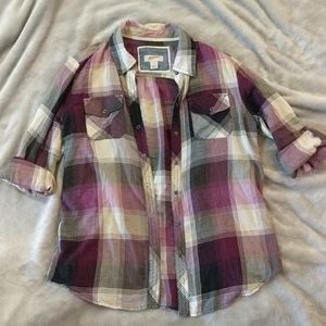 Arizona Jeans juniors M plaid cotton shirt